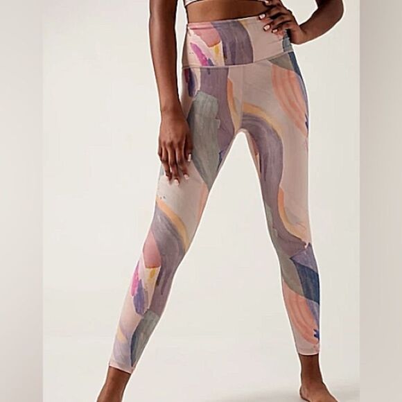 Athleta Pants - Athleta Multicolor Elation 7/8 Tight Leggings Pink Vibrance Orchid Medium